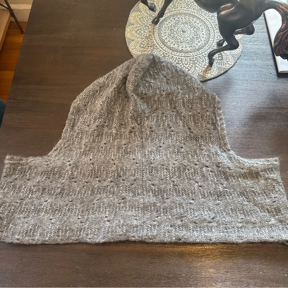 Eileen Fisher Heather Gray Knit Accessory Hood Infinity Scarf
